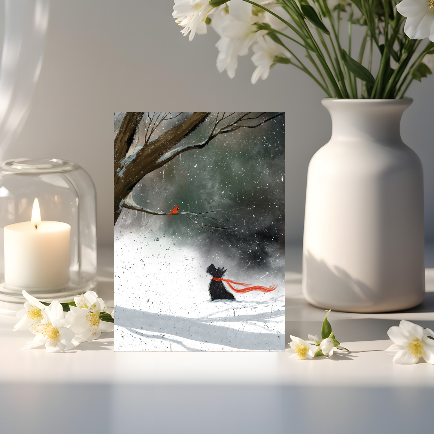 Scottie and Cardinal Greeting Card Set